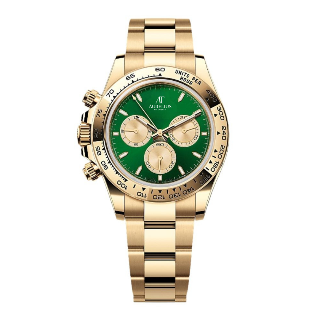 Chronograph 40 – Green Dial | Gold Tone Bracelet